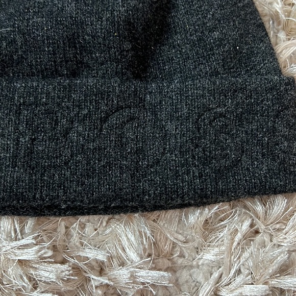 BOSS Hugo Boss Ribbed Beanie Hat in Virgin Wool with embossed logo char grey. - Picture 2 of 4